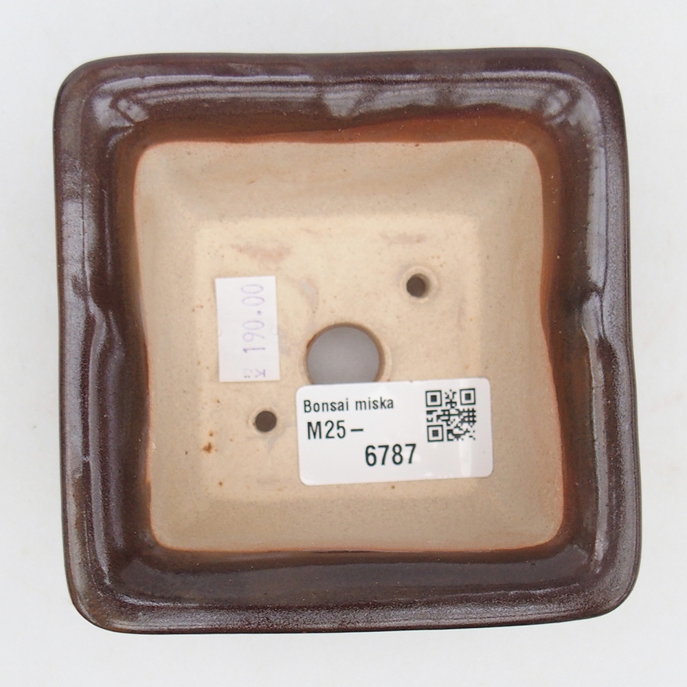 Bonsaischaal van keramiek 10 x 10 x 6 cm, bordeauxrood