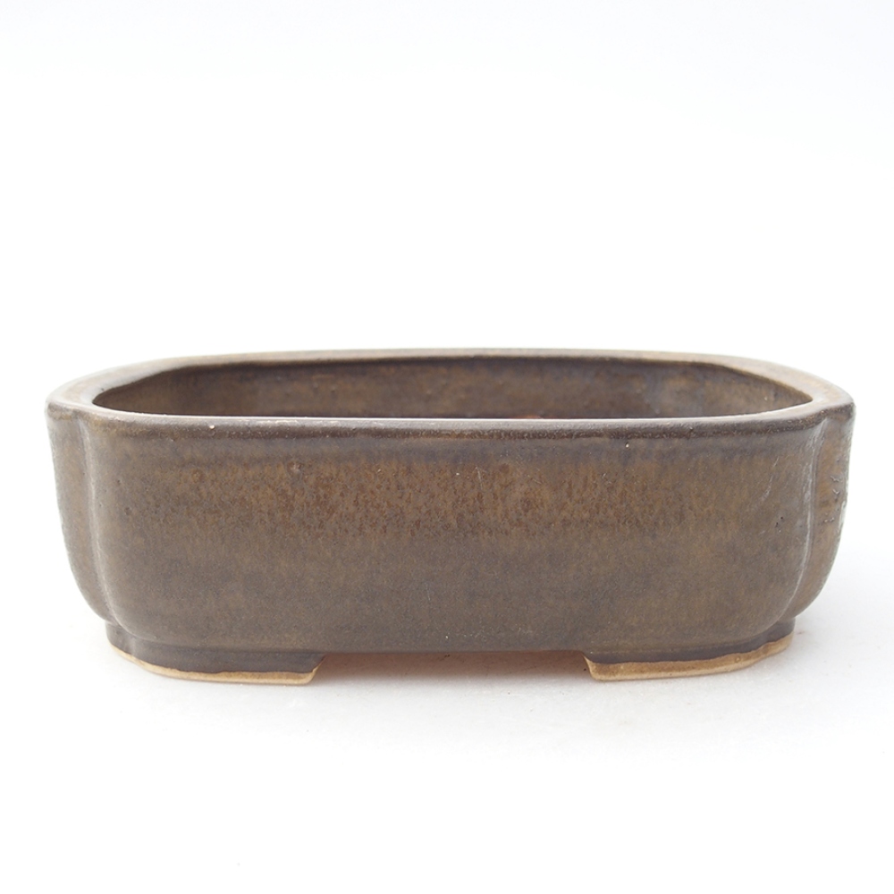 Bonsaischaal van keramiek 13,5 x 12 x 4 cm, bruin