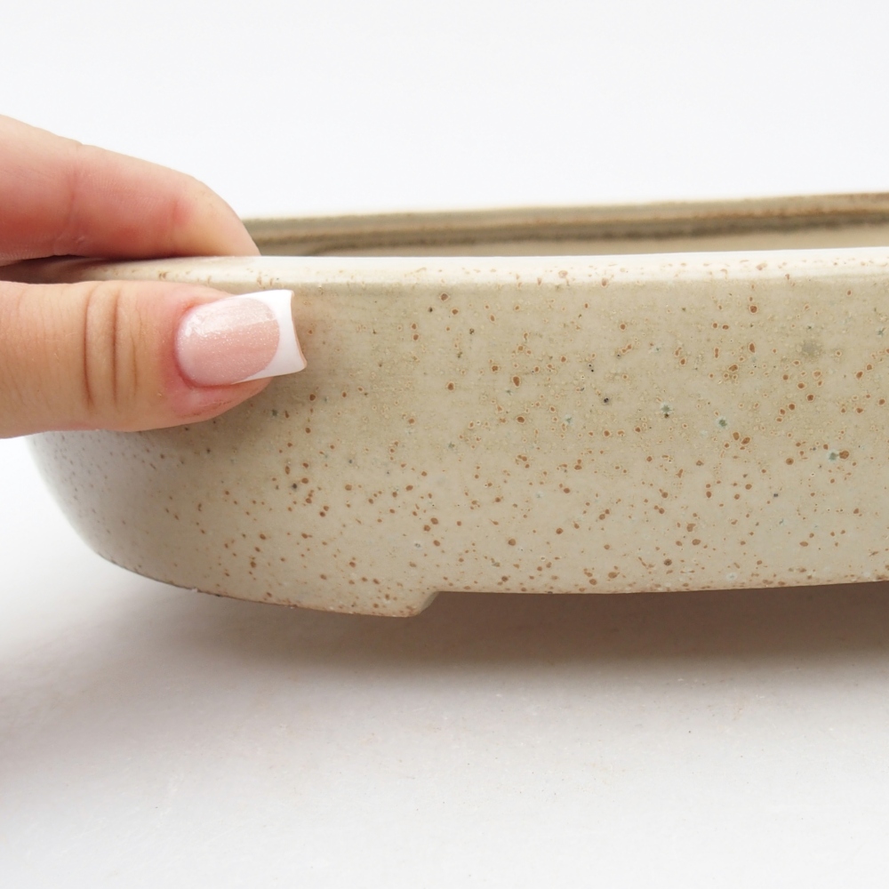 Bonsaischaal van keramiek 27 x 21 x 5,5 cm, kleur beige
