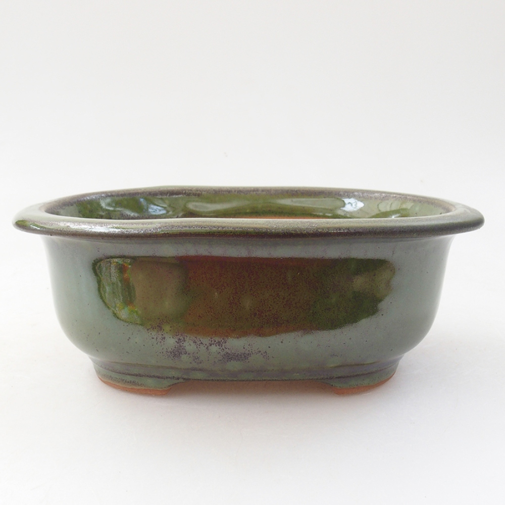 Bonsaischaal van keramiek 15,5 x 12 x 5,5 cm, groen
