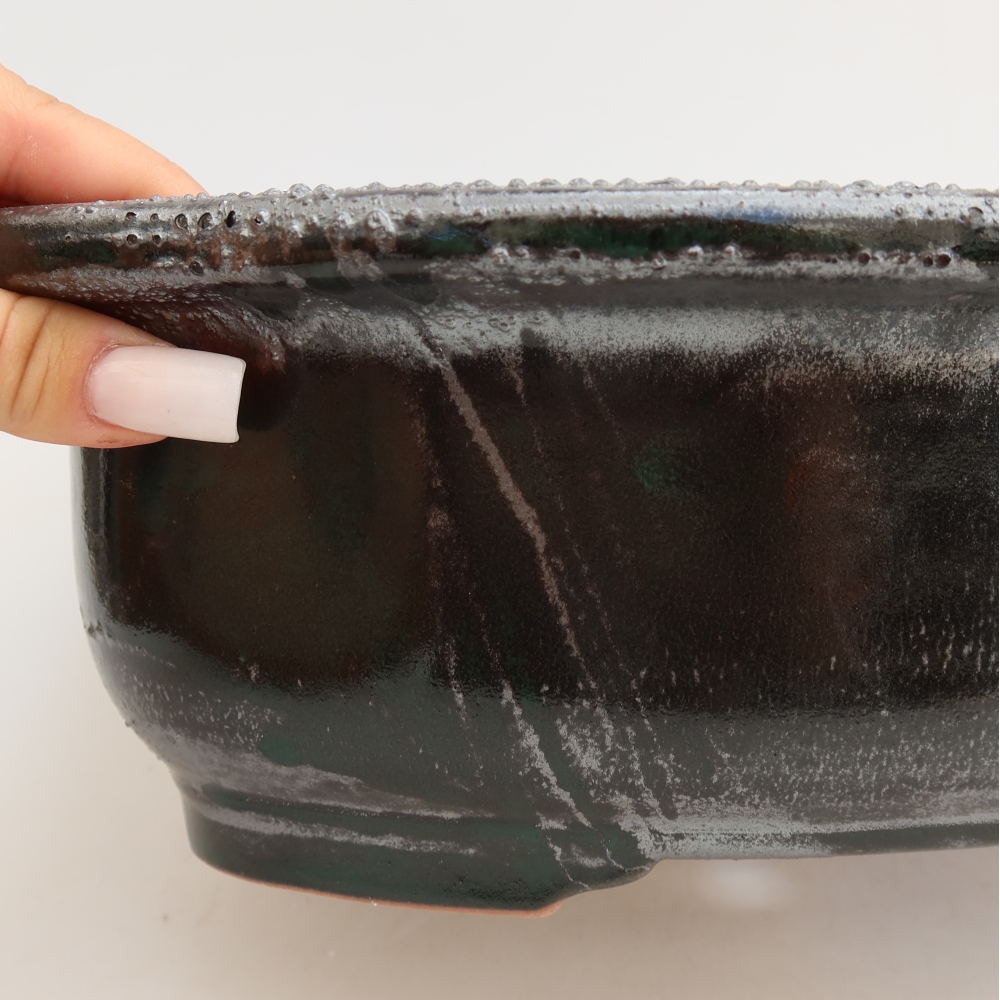 Keramische bonsaipot 30,5 x 25,5 x 10,5 cm, kleur groen