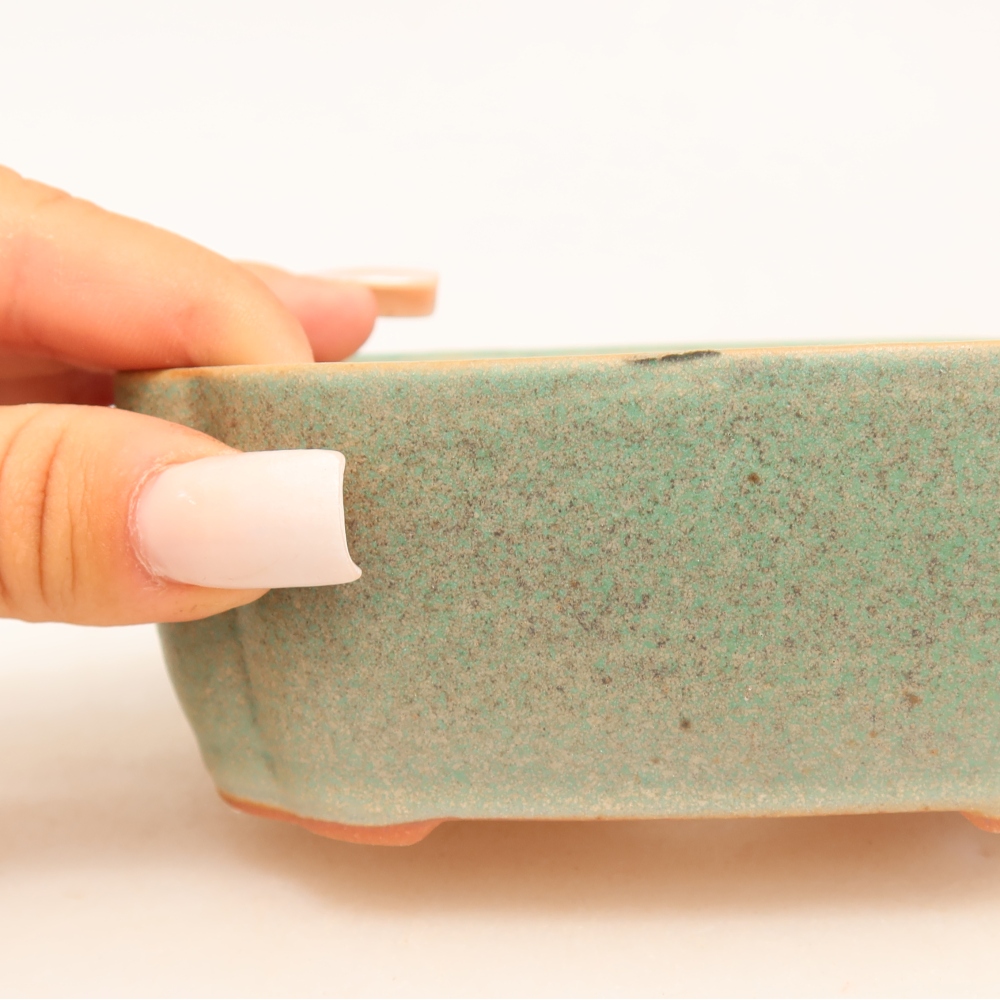 Keramische bonsaipot 12,5 x 10 x 4,5 cm, kleur groen
