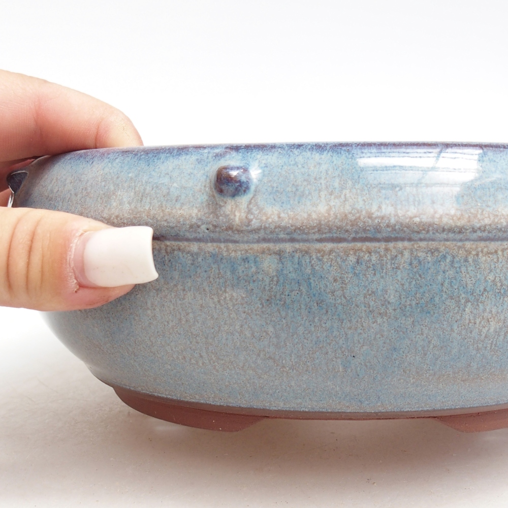 Bonsaischaal van keramiek 18,5 x 18,5 x 6,5 cm, kleur blauw