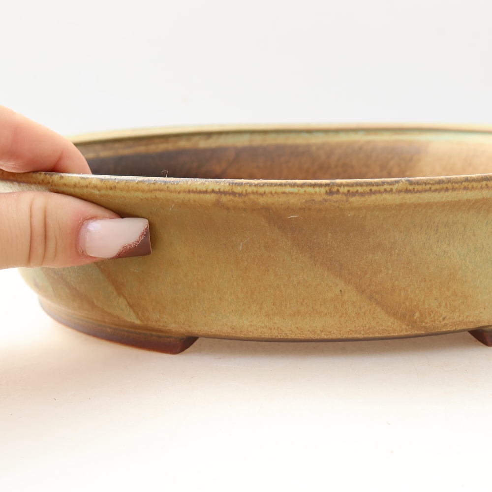 Keramische bonsaipot 26 x 24 x 6 cm, kleur groen