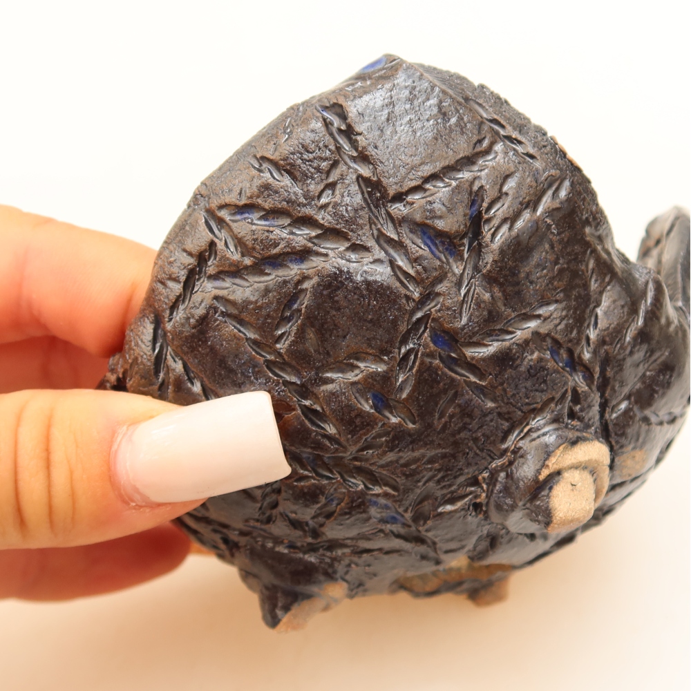 Keramische schaal  10 x 9,5 x 6 cm, kleur zwartblauw