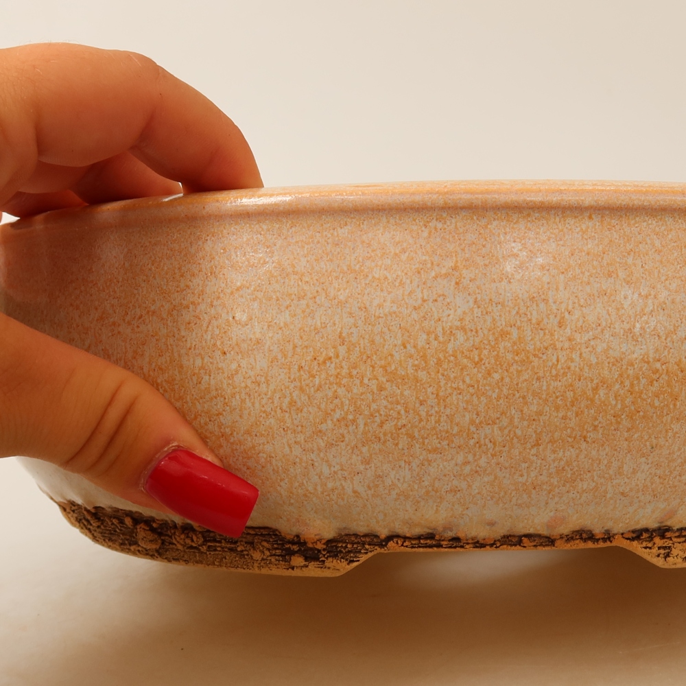 Bonsaischaal van keramiek 24 x 24 x 7 cm, kleur beige