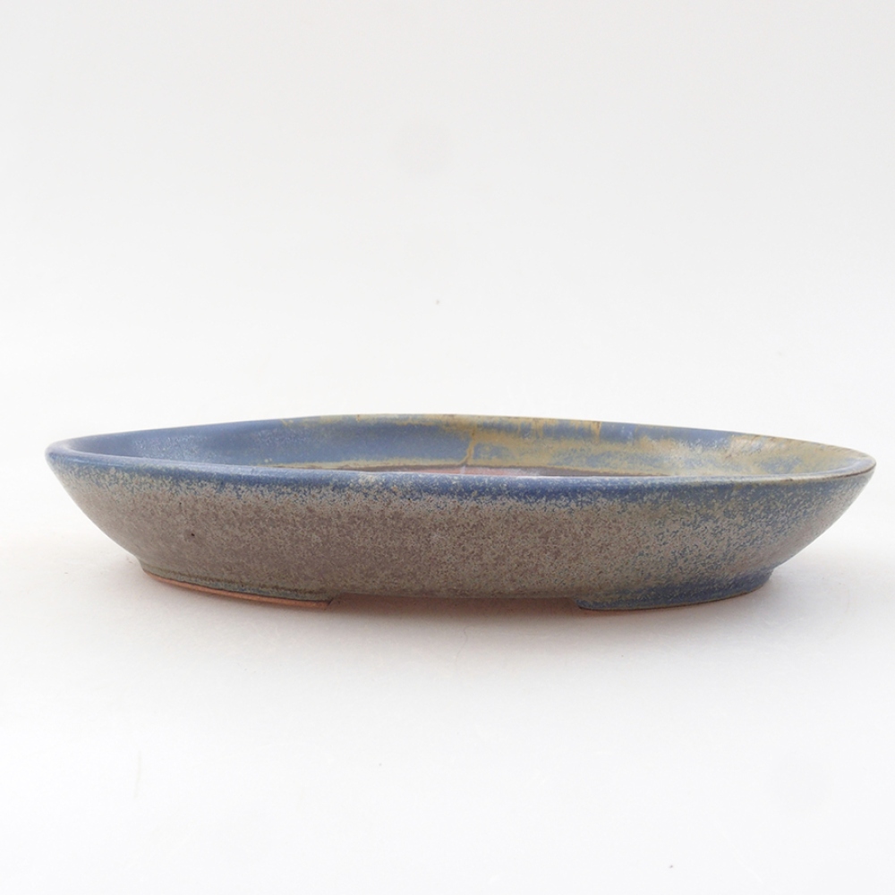 Bonsaischaal van keramiek 15,5 x 11 x 3 cm, kleur blauw