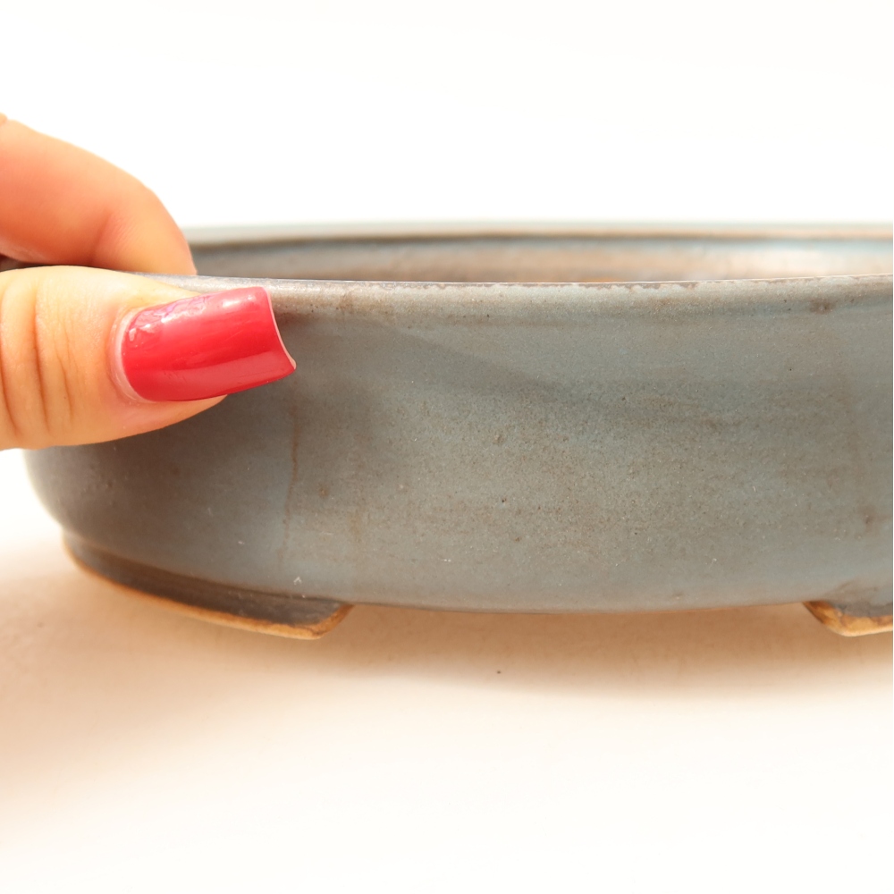 Bonsaischaal van keramiek 17,5 x 16 x 4,5 cm, kleur blauw