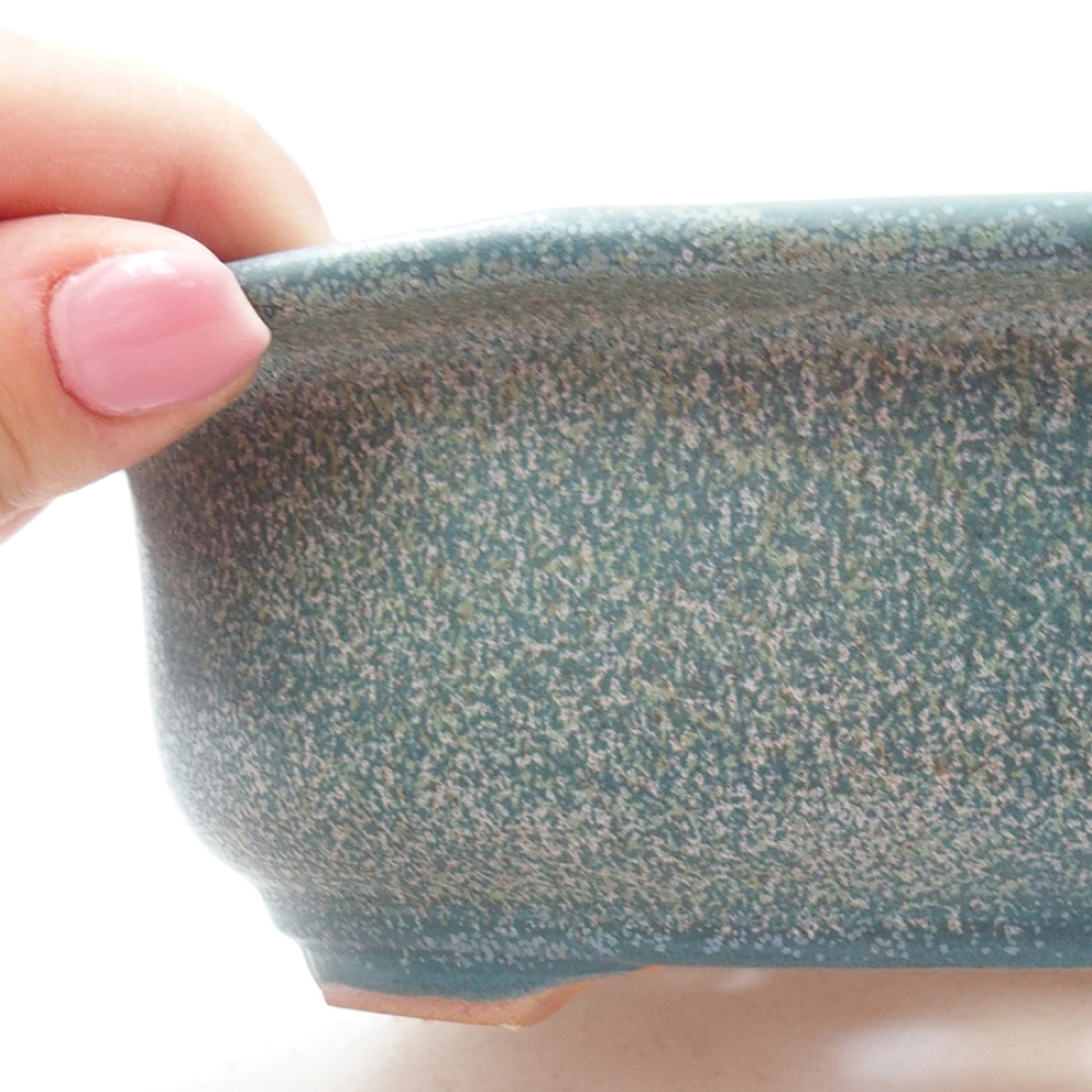 Bonsaischaal van keramiek 18 x 14,5 x 6 cm, kleur blauw
