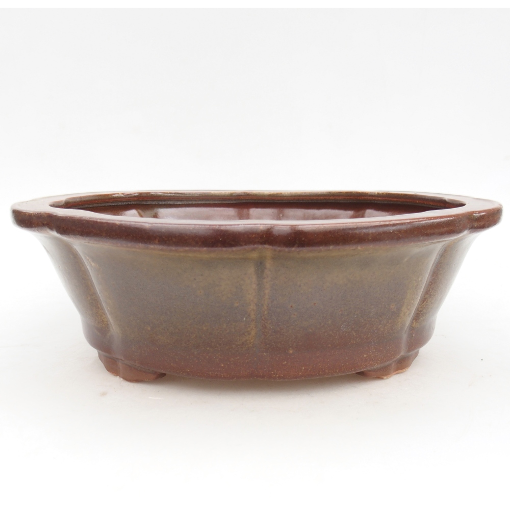 Bonsaischaal van keramiek 26,5 x 26,5 x 8,5 cm, bruin