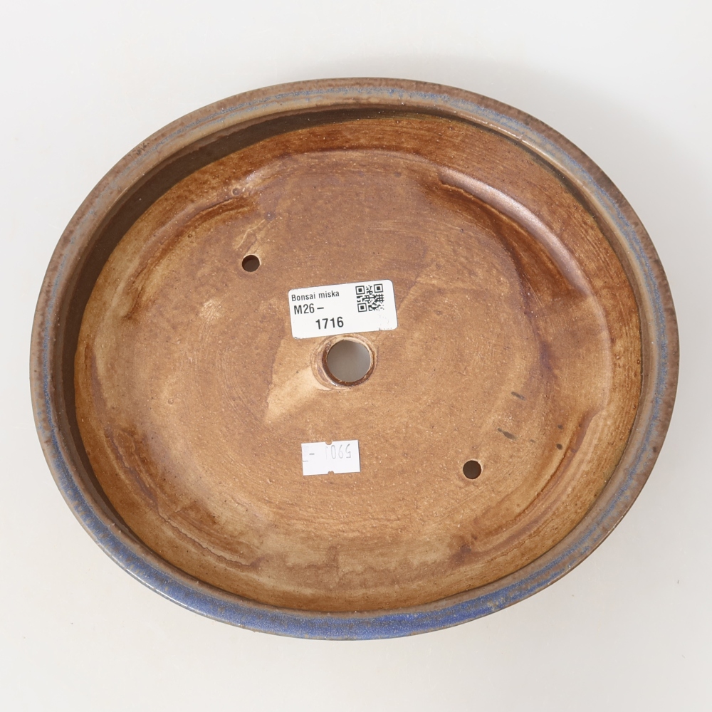 Bonsaischaal van keramiek 22,5 x 20 x 4,5 cm, kleur blauw