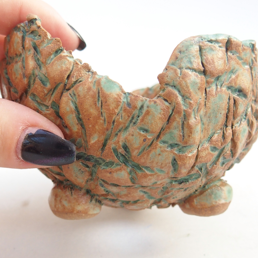 Keramisch Schelp 10 x 9,5 x 6,5 cm , kleur bruin-groen