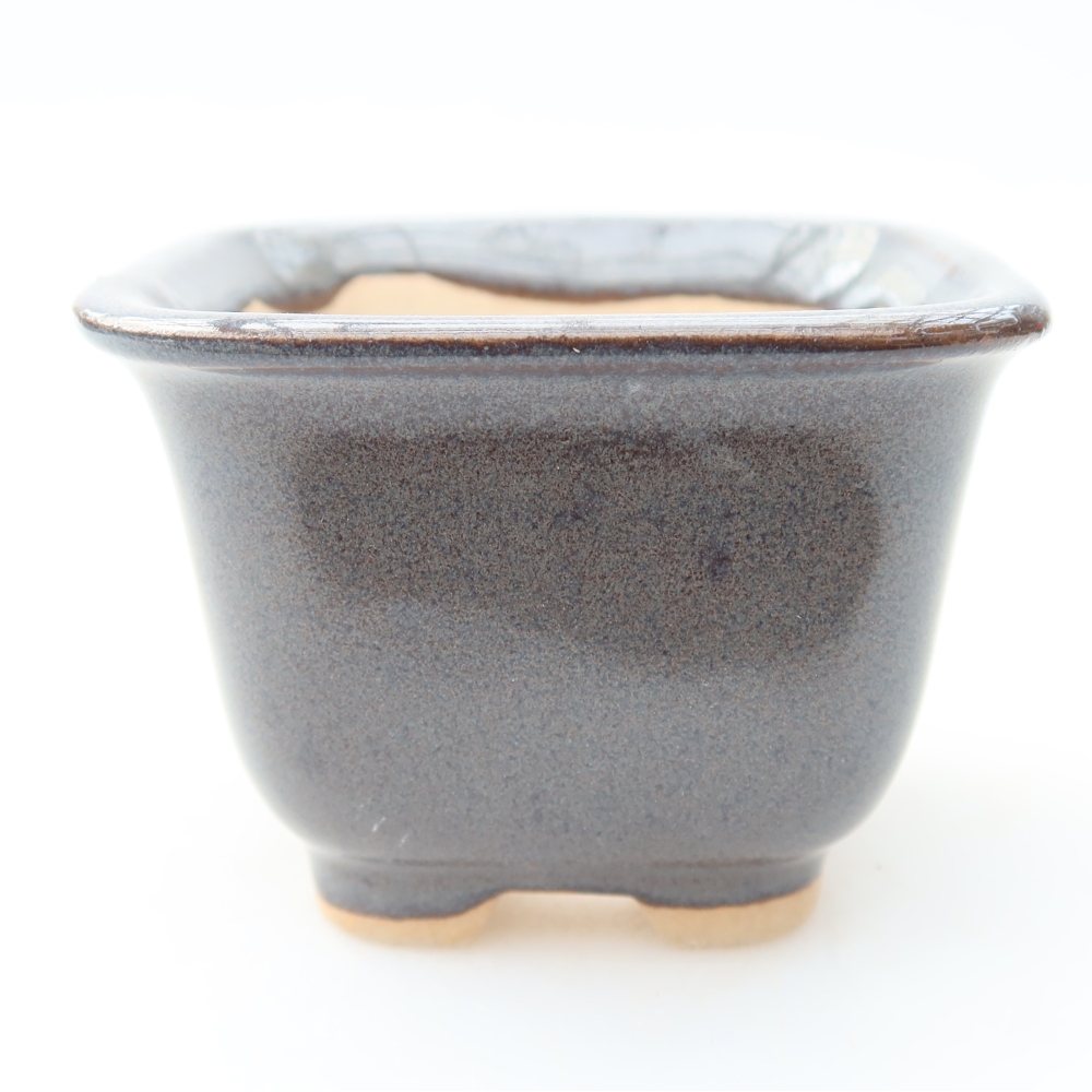 Keramische bonsaipot 6,5 x 6,5 x 5 cm, kleur grijs
