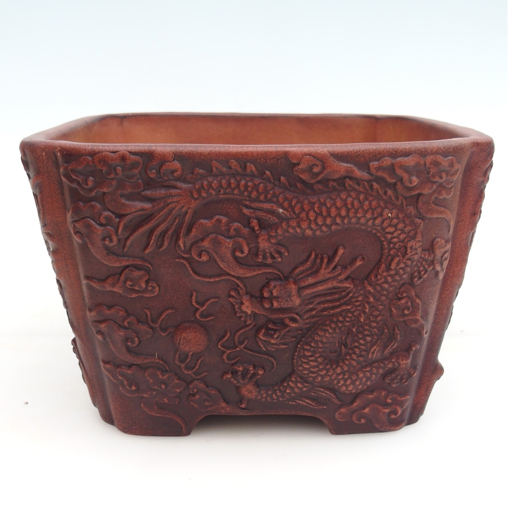 Bonsaischaal van keramiek 21 x 21 x 13,5 cm, bruin