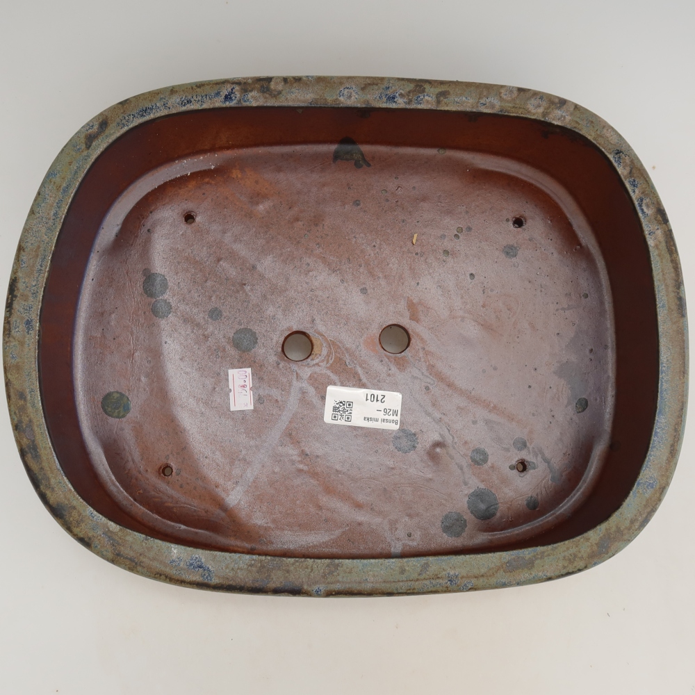 Keramische bonsaipot 31,5 x 24 x 8 cm, kleur bruinblauw