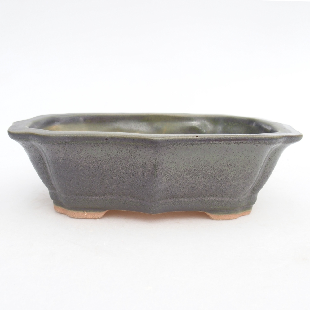 Bonsaischaal van keramiek 15,5 x 11,5 x 4,5 cm, groen