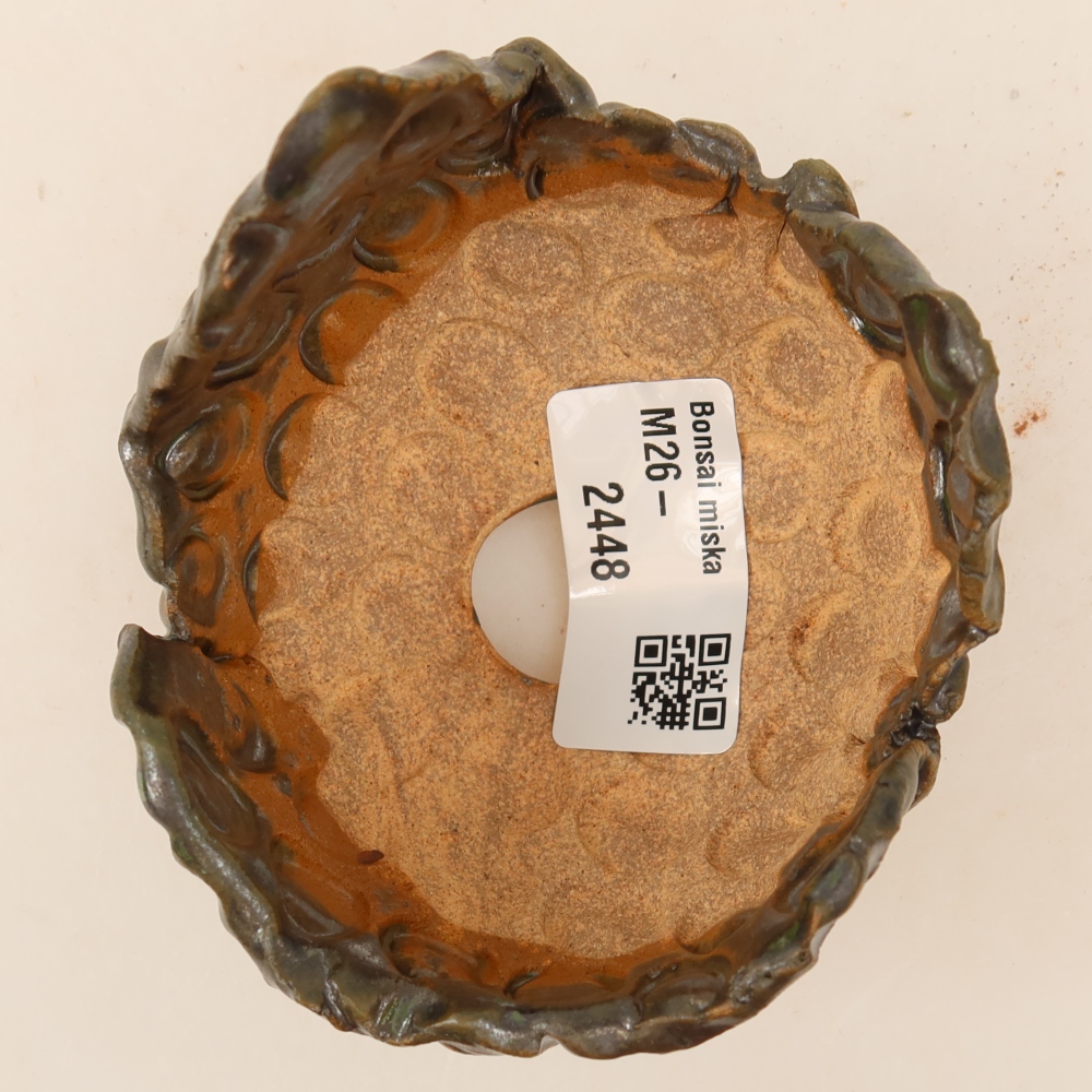 Keramische schaal  8,5 x 7,5 x 7 cm, kleur bruingroen