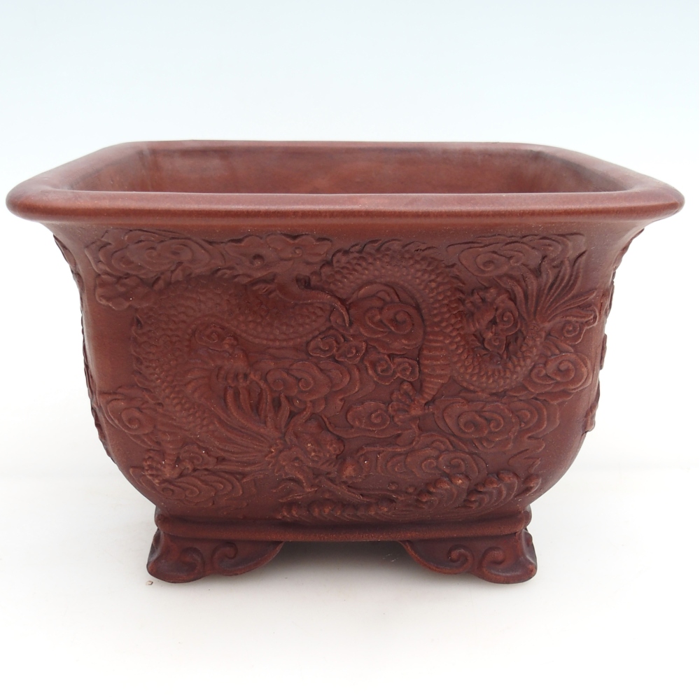 Bonsaischaal van keramiek 21 x 21 x 13,5 cm, bruin