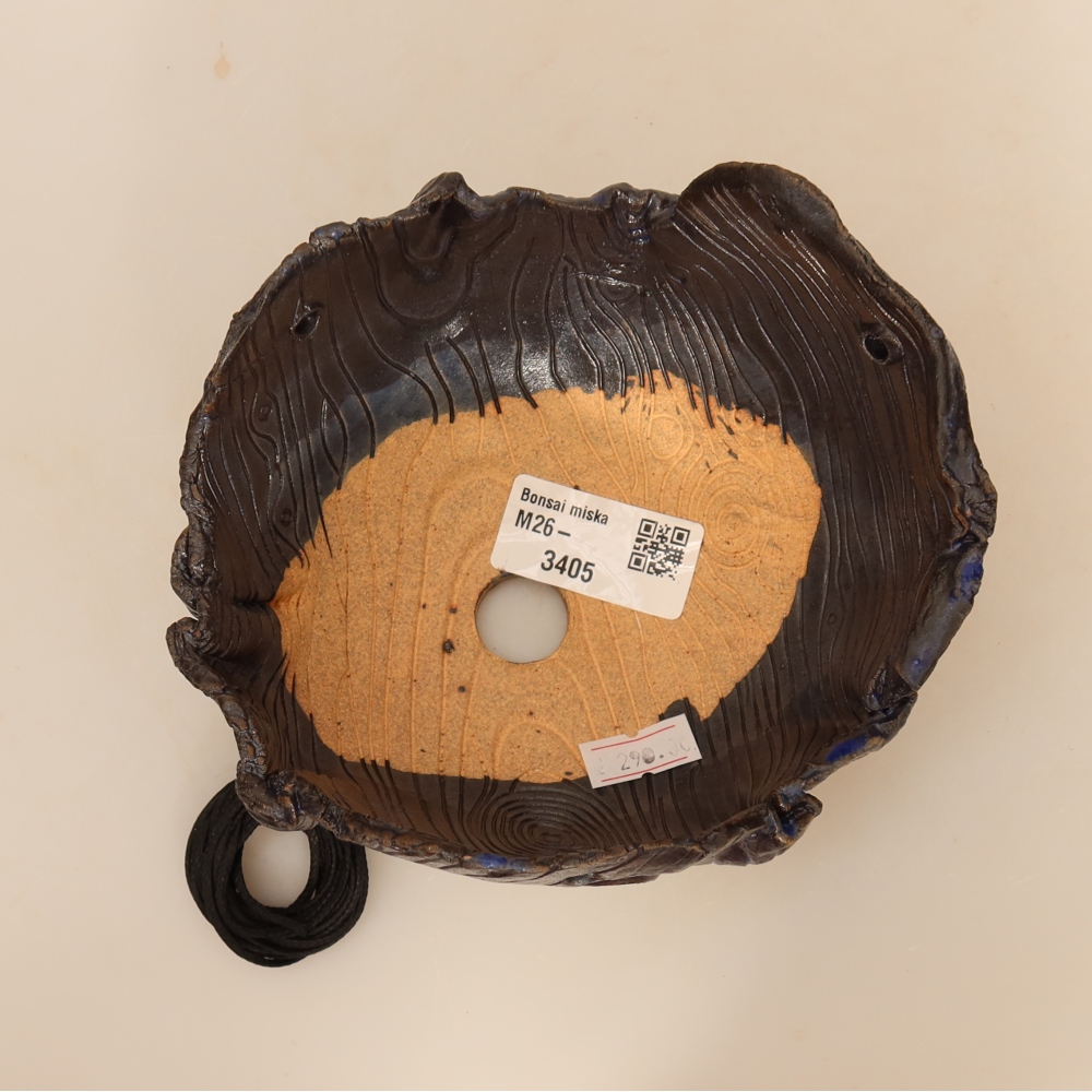 Keramische schaal voor Kokedama 14 x 12 x 8,5 cm, kleur: blauw