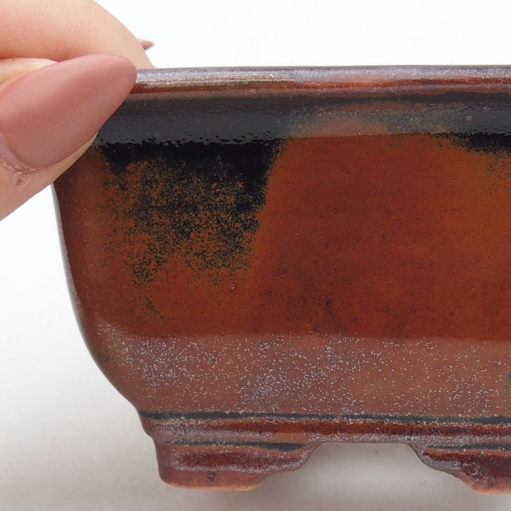 Bonsaischaal van keramiek 10 x 10 x 6 cm, bordeauxrood