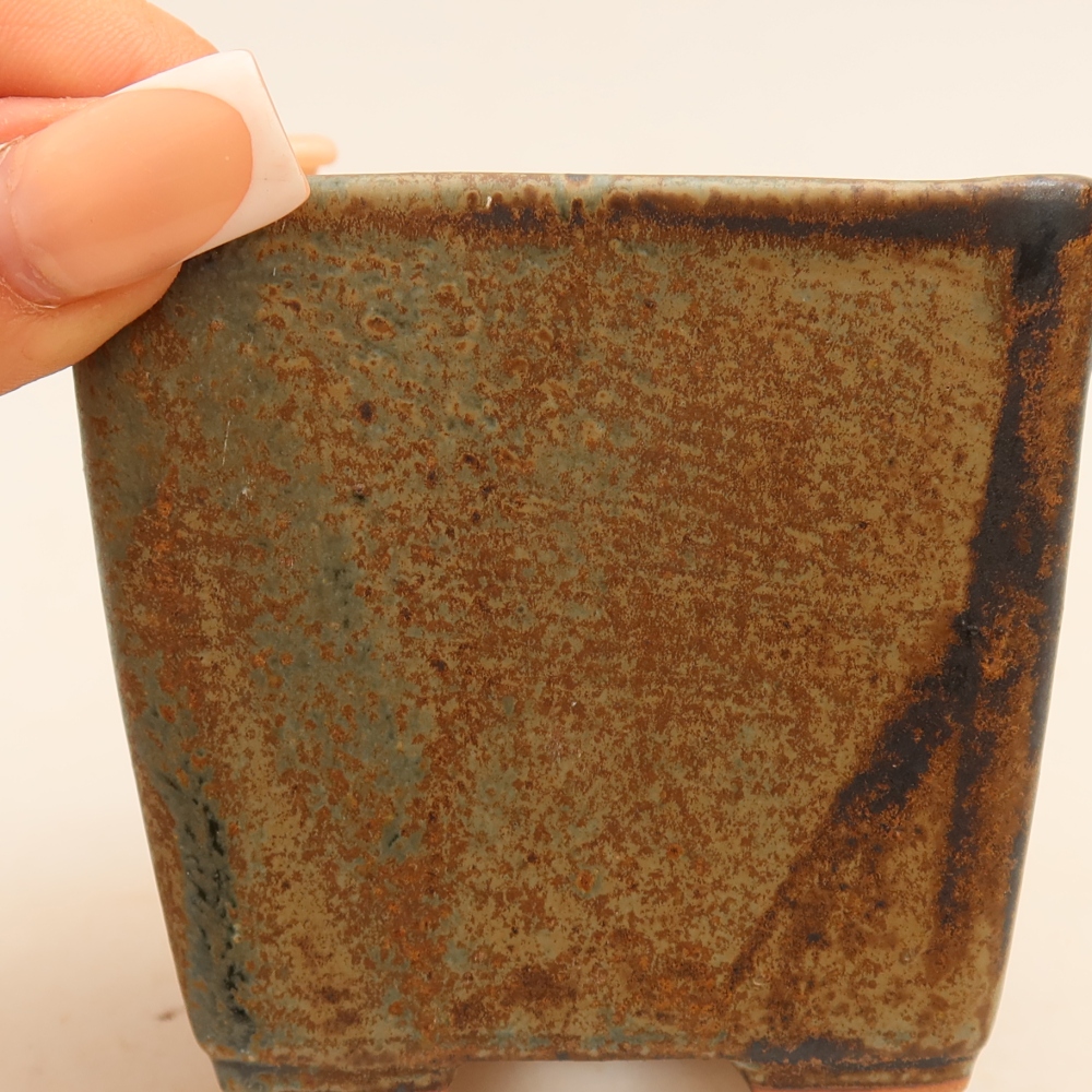 Keramische bonsaipot 7,5 x 7,5 x 6,5 cm, kleur bruin