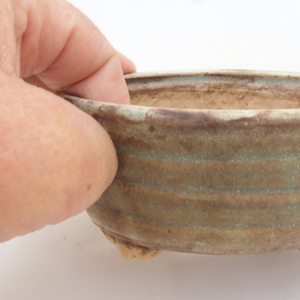 Bonsaischaal van keramiek 10 x 8,5 x 4 cm, bruin