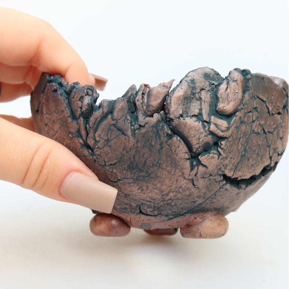 Keramische schaal  10,5 x 11 x 7 cm, kleur: groen