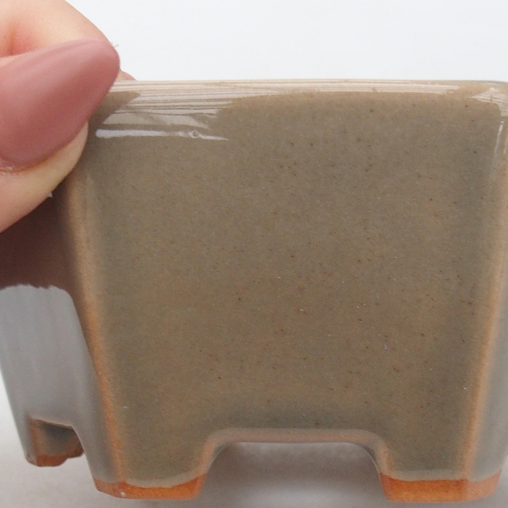 Bonsaischaal van keramiek 10,5 x 9,5 x 5 cm, grijs