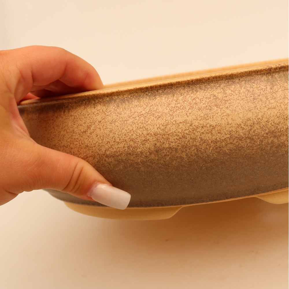 Keramische bonsaipot 31 x 31 x 8,5 cm, kleur bruin