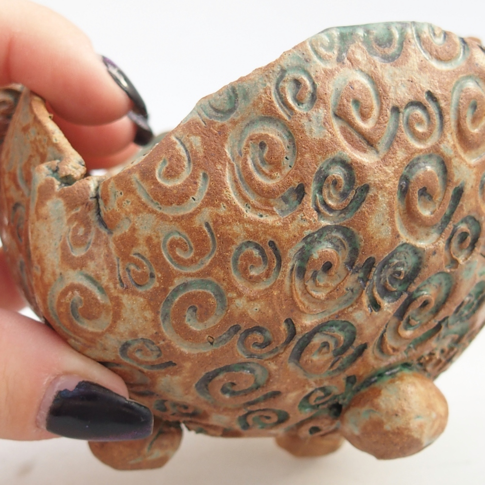 Keramisch Schelp 10 x 9,5 x 8,5 cm , kleur bruin-groen