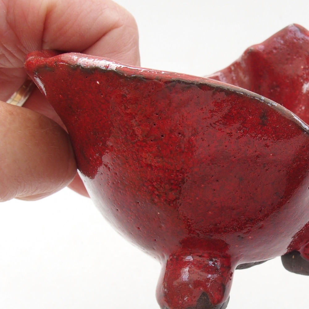 Keramische schaal 8 x 8 x 7,5 cm , kleur rood