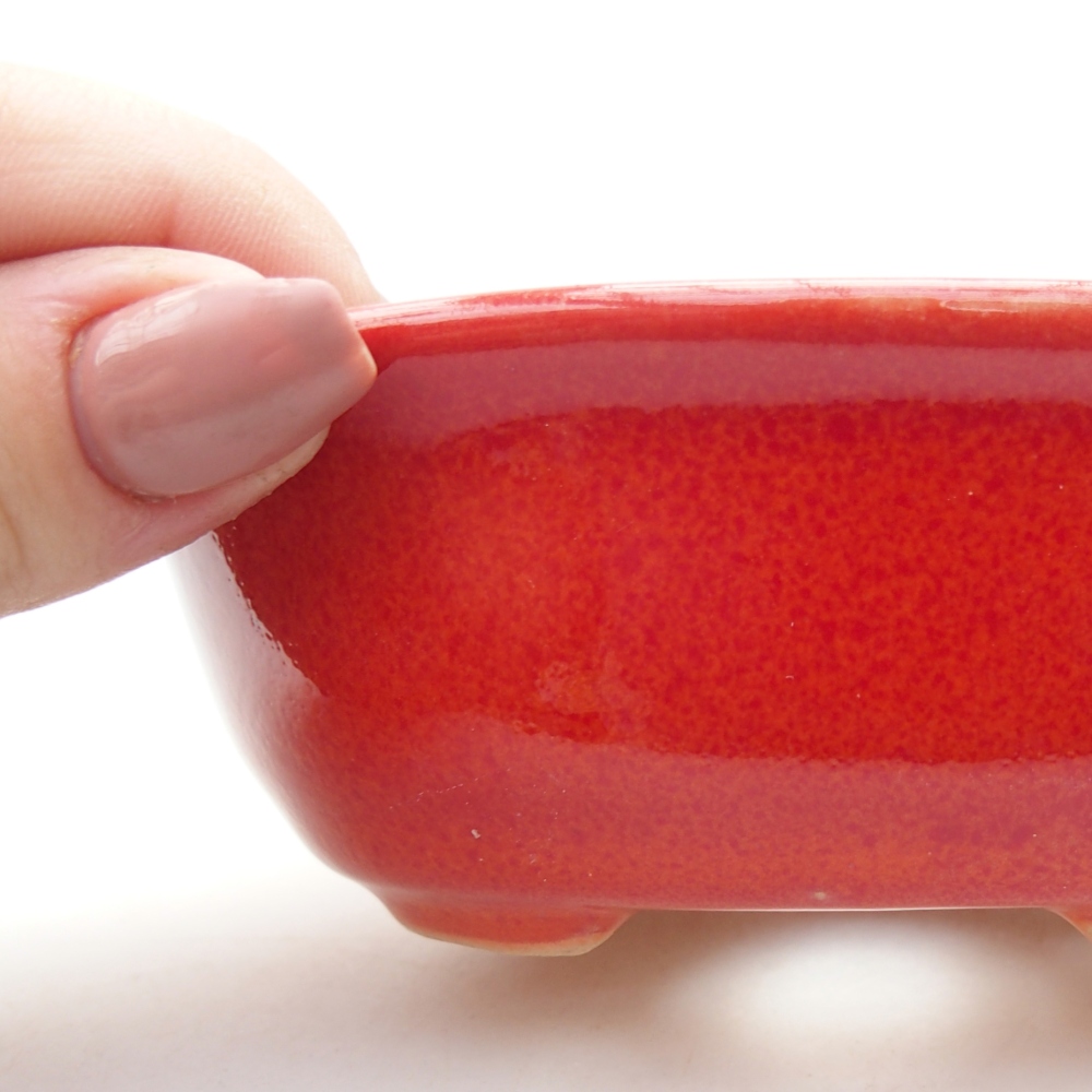 Bonsaischaal van keramiek 11 x 8,5 x 4 cm, kleur rood