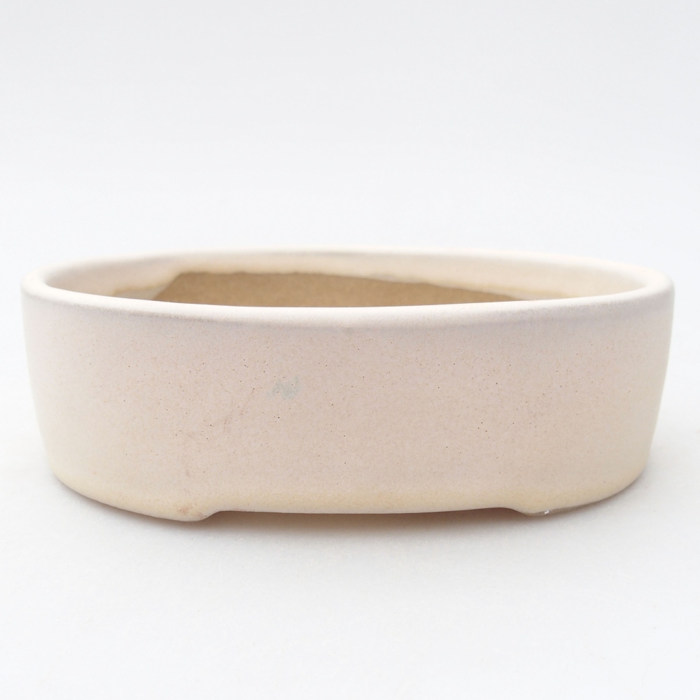 Bonsaischaal van keramiek 12,5 x 10 x 3,5 cm, kleur beige
