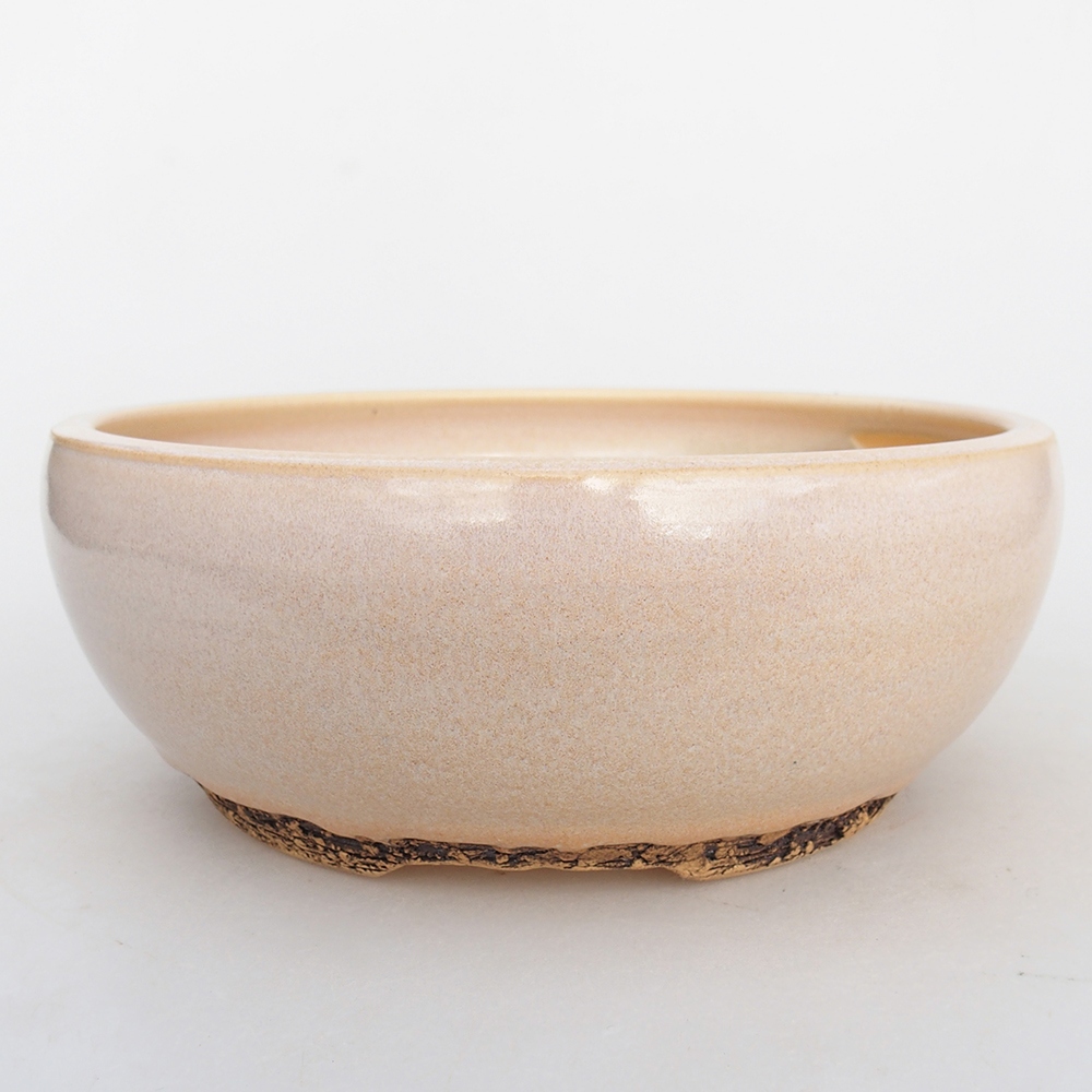 Bonsaischaal van keramiek 18,5 x 18,5 x 7,5 cm, kleur beige