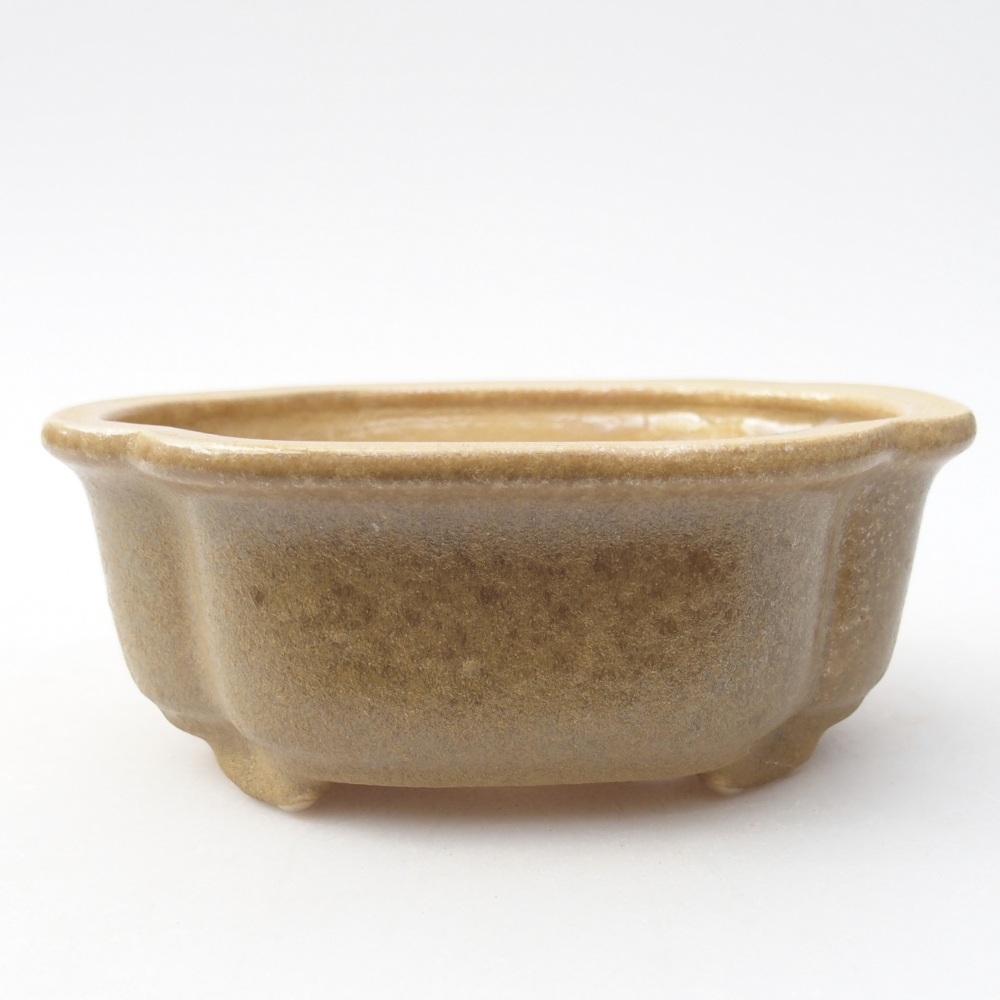 Bonsaischaal van keramiek 13 x 10 x 5 cm, kleur beige