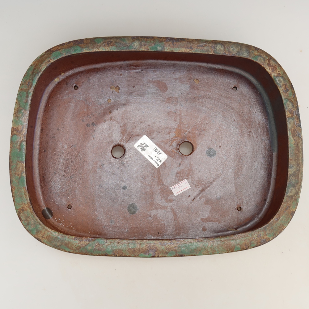 Bonsaischaal van keramiek 32 x 24,5 x 6,5 cm, kleur bruin-groen