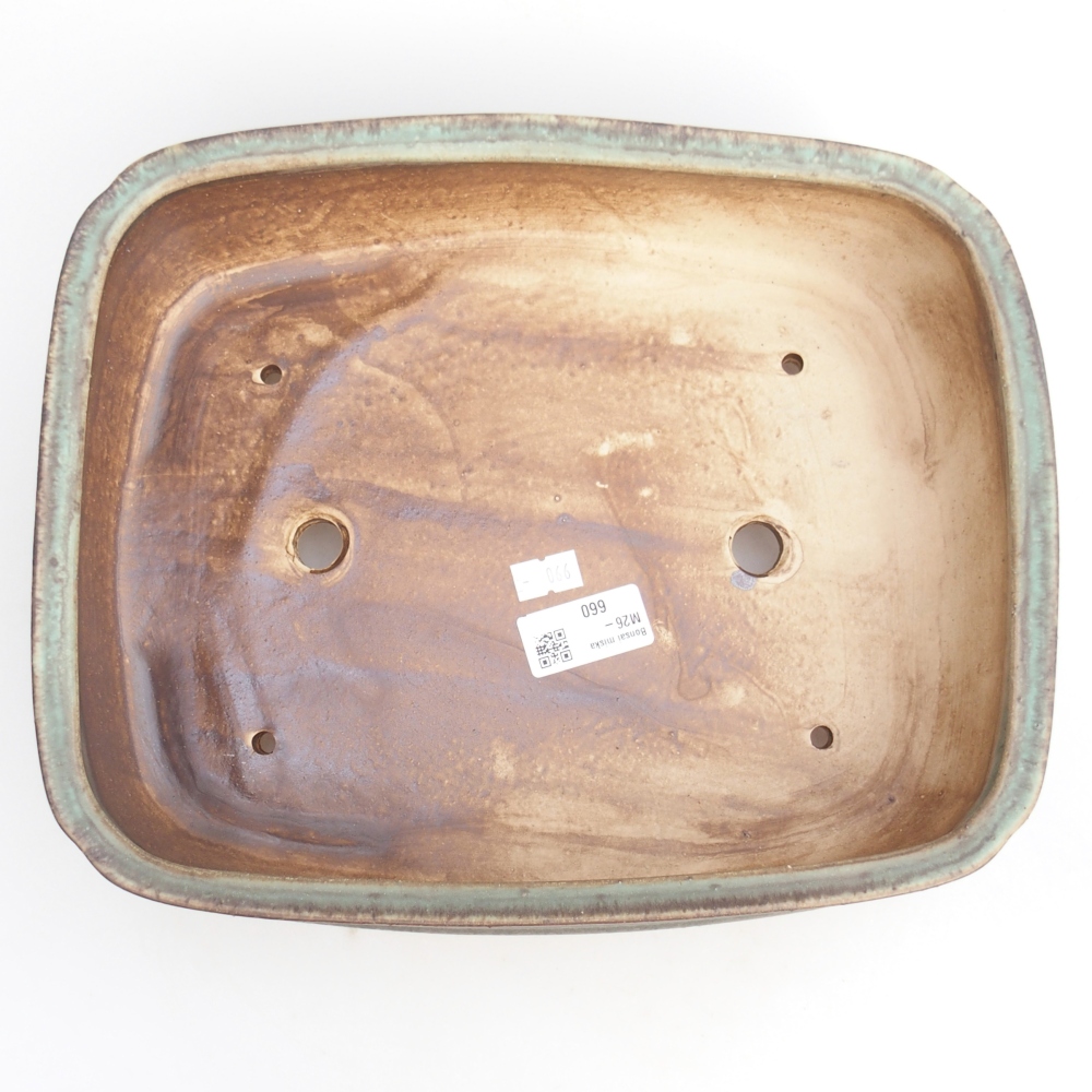 Bonsaischaal van keramiek 29,5 x 24 x 7 cm, groen
