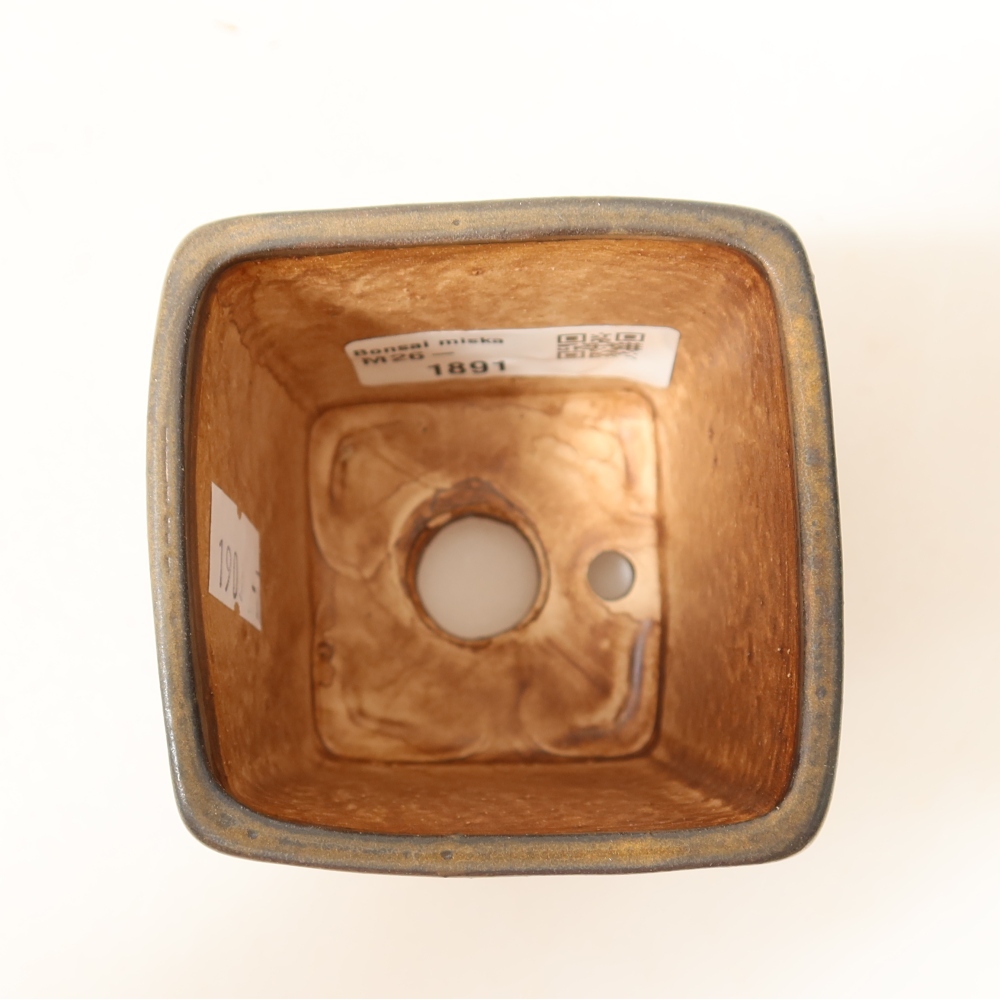 Bonsaischaal van keramiek 6,5 x 6,5 x 7 cm, bruin