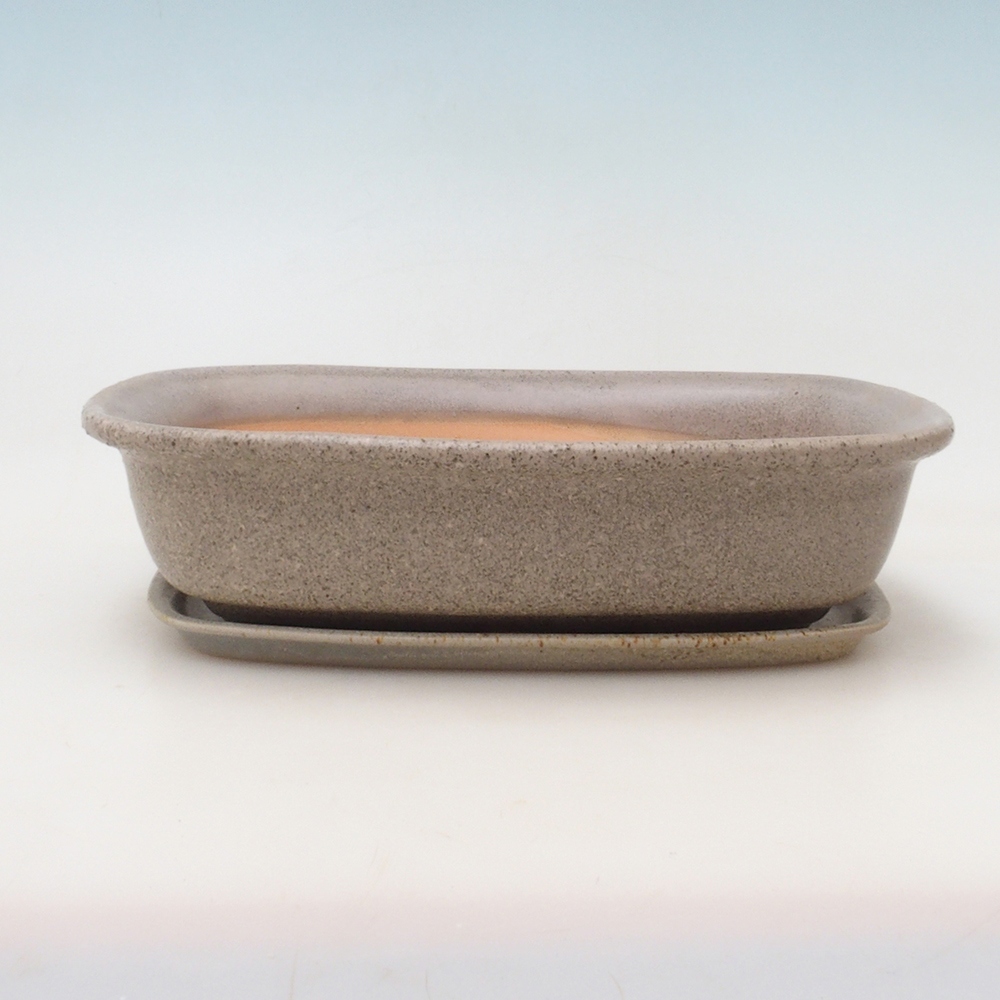 Bonsaischaal + schotel H09 - 30 x 23 x 7,5 cm - beige