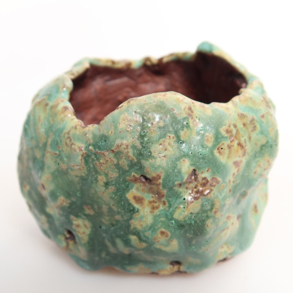 Keramische schaal  7 x 7 x 6 cm, kleur groen