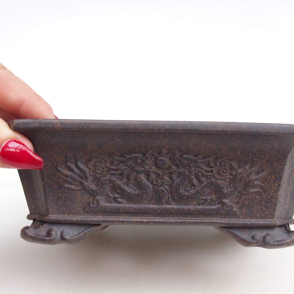 Bonsaischaal van keramiek 16 x 12 x 5 cm, okerbruin