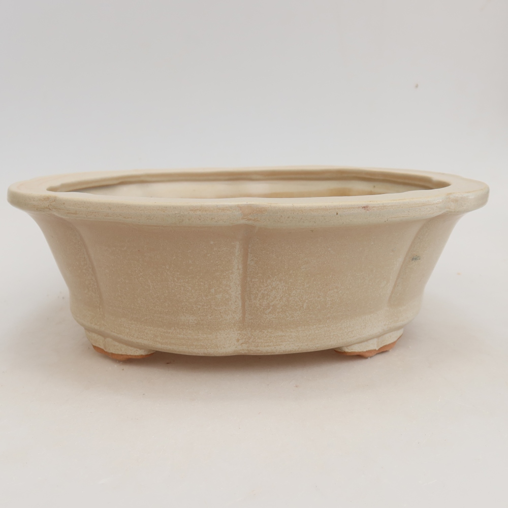 Bonsaischaal van keramiek 26 x 26 x 8 cm, kleur beige