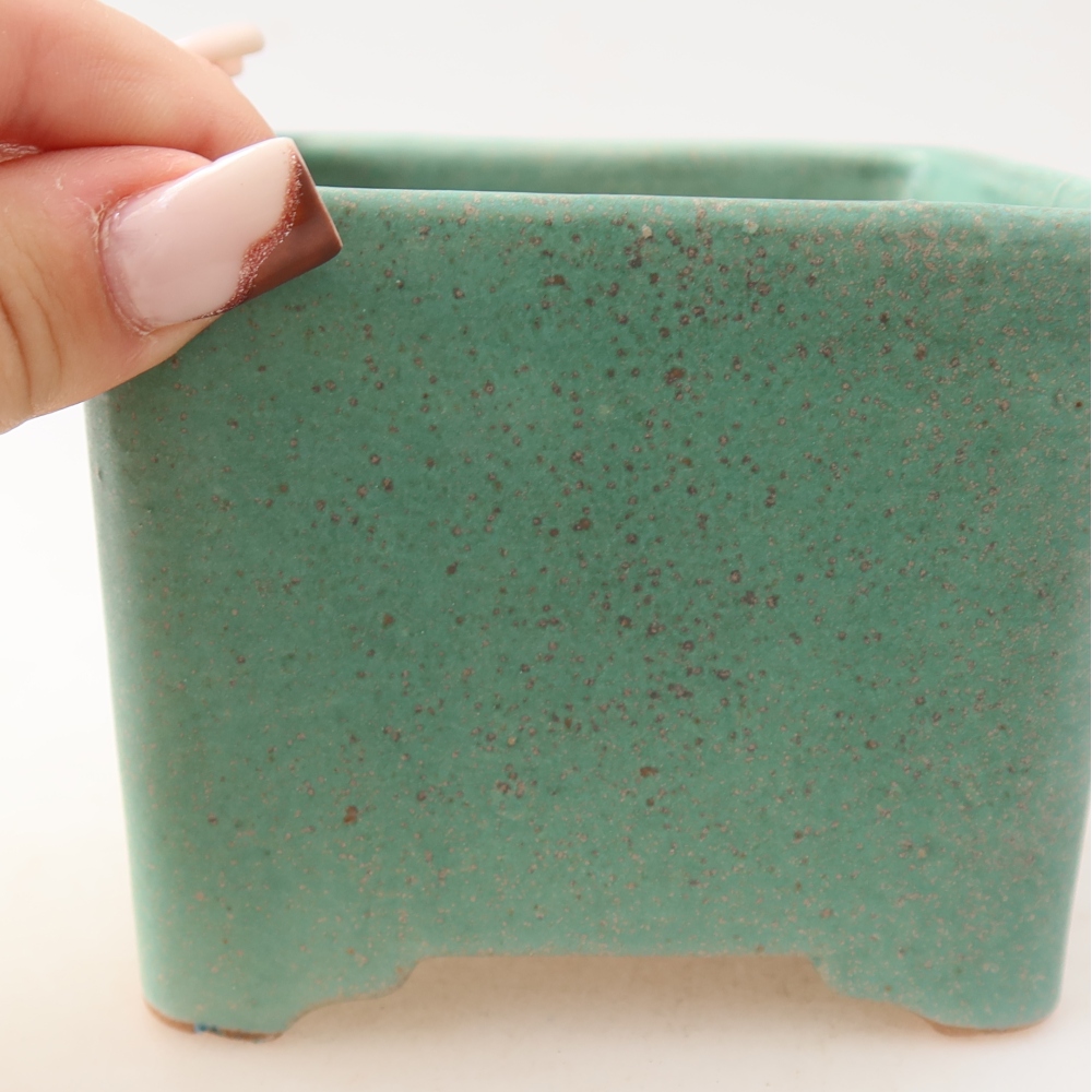 Bonsaischaal van keramiek 10 x 10 x 8 cm, groen