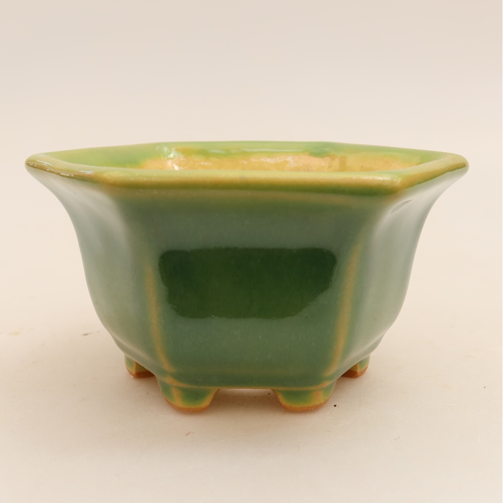Keramische bonsaipot 10,5 x 9,5 x 5,5 cm, kleur groen