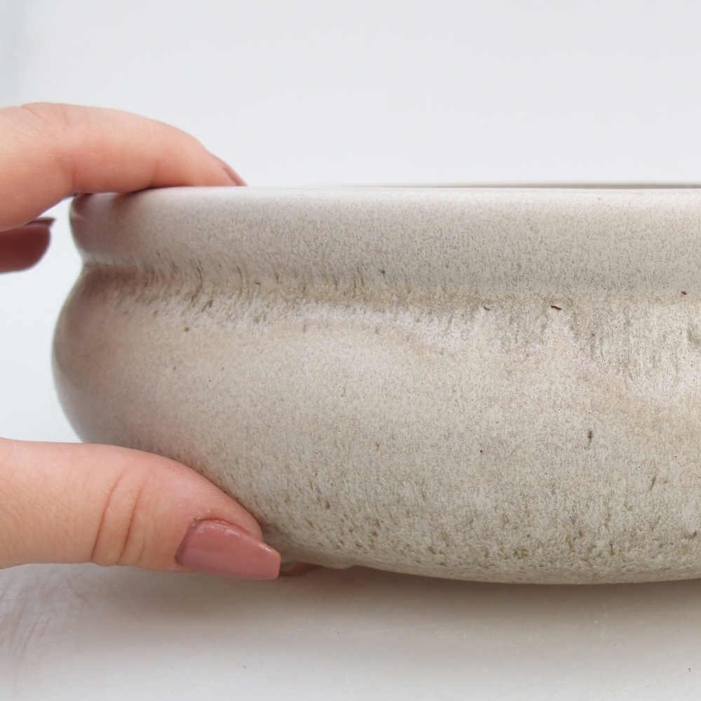 Bonsaischaal van keramiek 23 x 23 x 8 cm, kleur beige