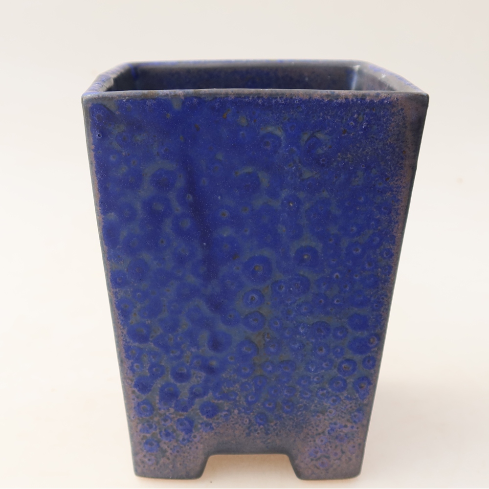 Bonsaischaal van keramiek 9 x 9 x 12,5 cm, kleur blauw