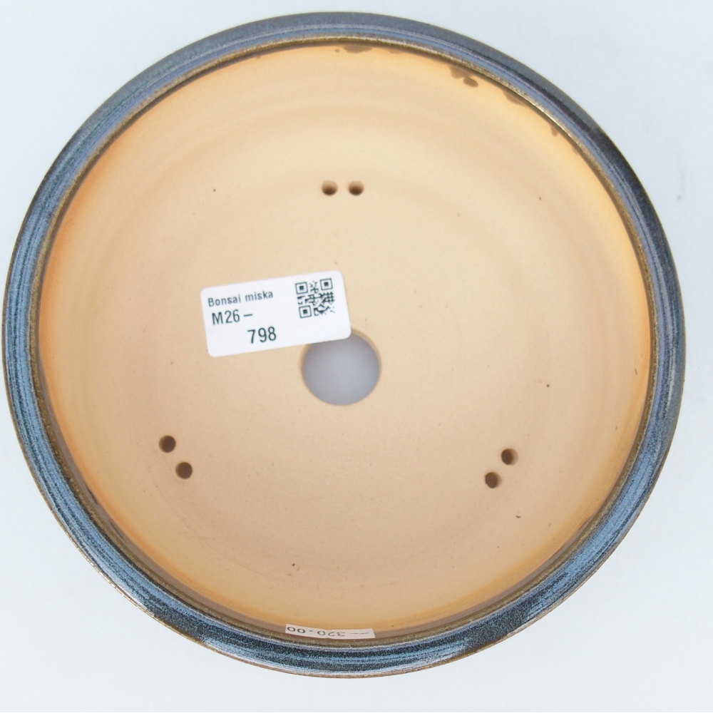 Bonsaischaal van keramiek 16 x 16 x 6 cm, blauwgrijs