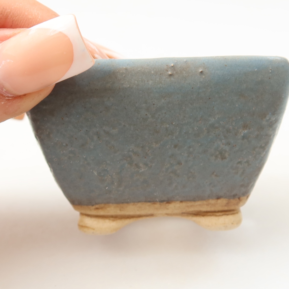Keramische bonsaischaal 6 x 6 x 4 cm, kleur: blauw