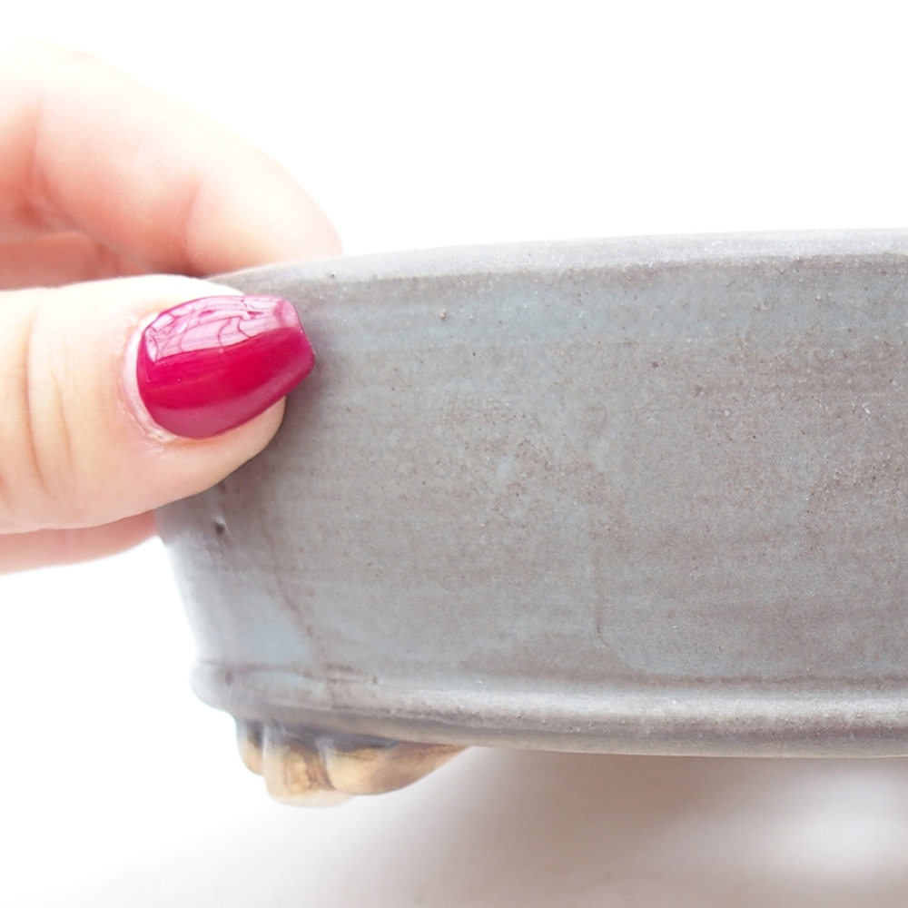 Bonsaischaal van keramiek 15 x 15 x 5 cm, kleur blauw