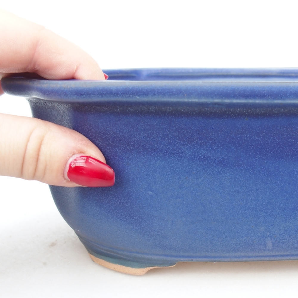 Bonsaischaal van keramiek 22 x 18 x 7,5 cm, kleur blauw